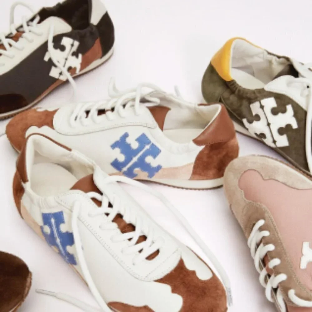 NEW! NIB! Tory Burch Tory Serif Sneaker Vintage Tumbled Leather Size 6.5